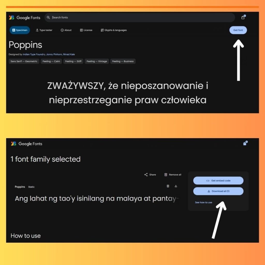 infograafiset ohjeet kuinka ladata google fontit